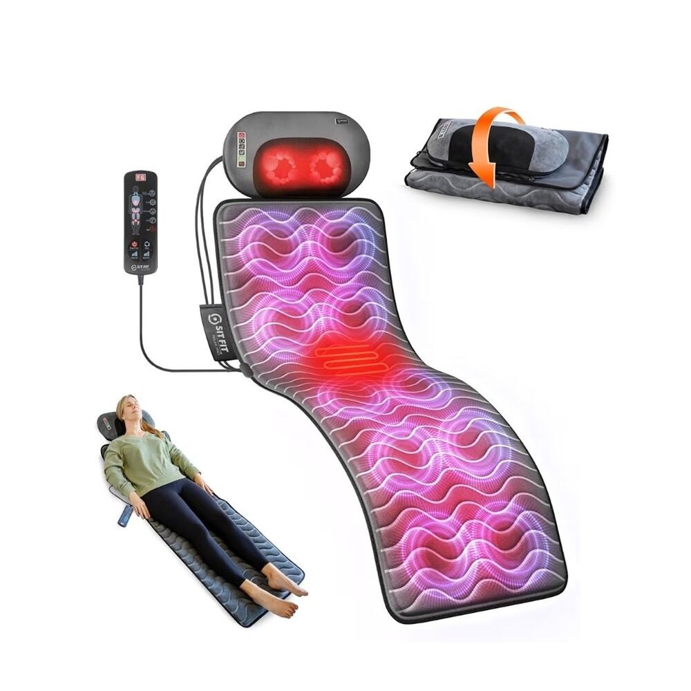 Shiatsu Full Body Massage Mat with Heat, Detachable Pad, 10 Vibrating Massagers
